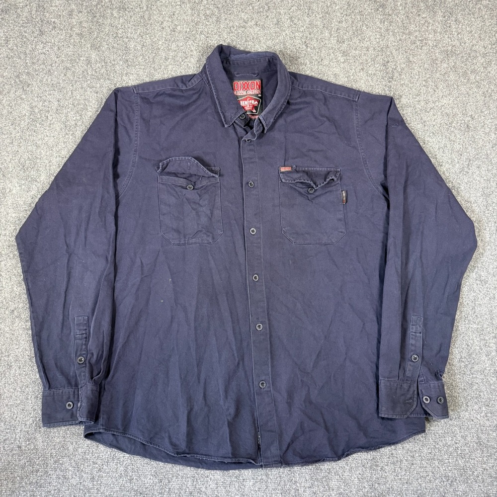 Dixxon Shirt Mens 2XT Navy Button Up FR Fire Flame Resistant Flannel Work #3601